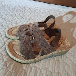 Earth Spirit Juniper Women's Brown Suede Elastic Strap Comfort Sandals Size 9